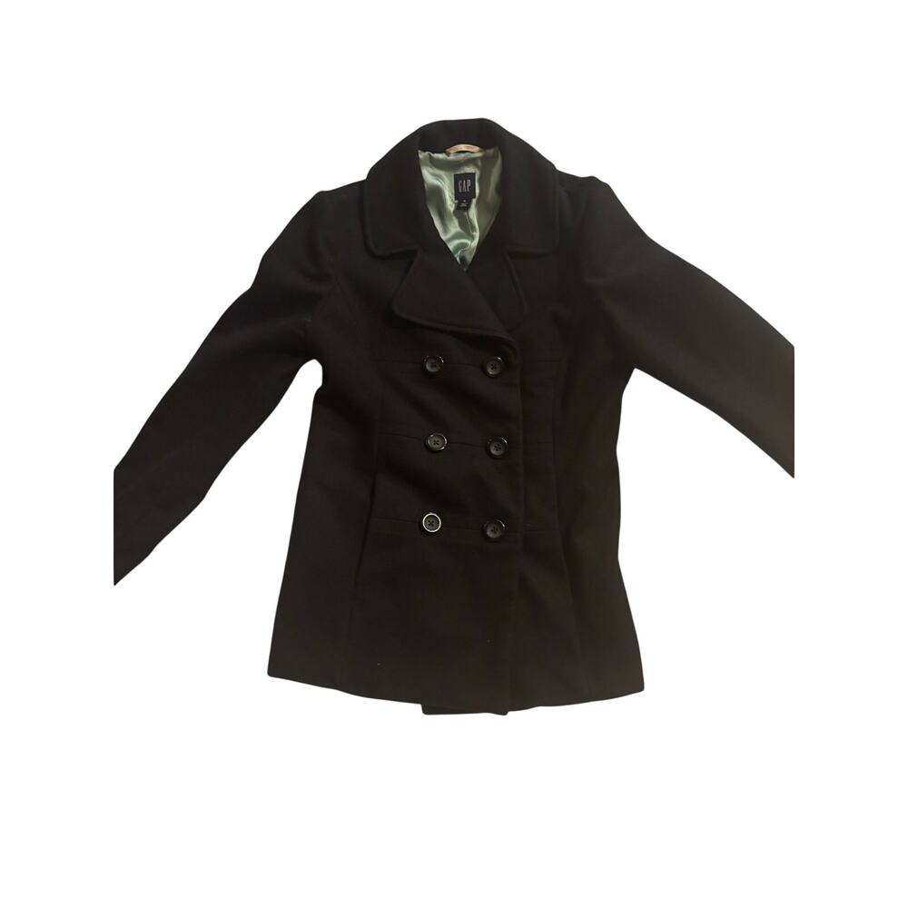 GAP Black Wool Blend Peacoat – Women’s Size Medium – Double Breasted - Picture 3 of 7